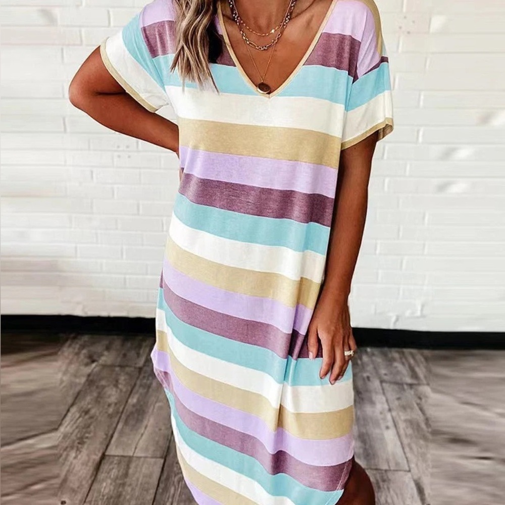 Vibrant Multicolor Striped Mini Dress